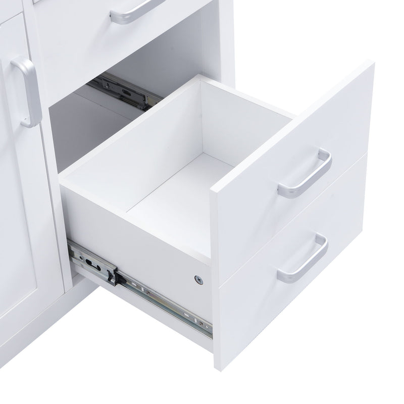 47.25" Modern Bathroom Vanity With Sink, Soft Close Single Door & 6 Drawers - White