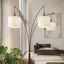 Royal - 3 Arm Arc Floor Lamp, Oil Rubbed Bonze With Linen Shade, 4 Way Rotary Switch - Oil-Rubbed Bronze