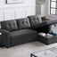 Upholstered Cushions Pull Out Sectional Sofa With Chaise