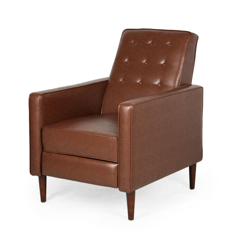 Mid-Century Modern Recliner With Button Tufted Waffle Stitch