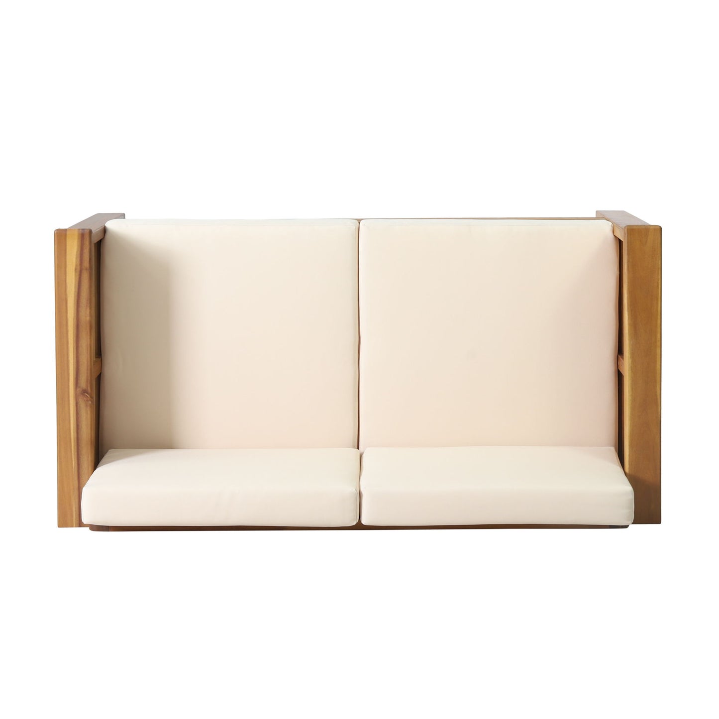 Acacia Wood Loveseat And Coffee Table Set With Cushions