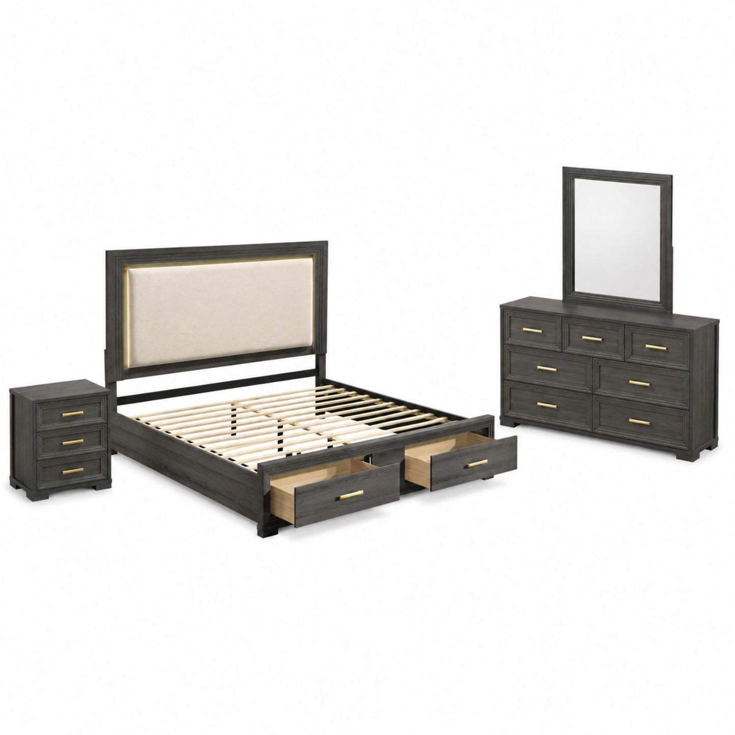 Colorado - Bedroom Set With Upholstered LED Headboard