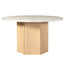 Qwin - Marble Top Round Dining Table - Natural