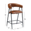 Counter Stools (Set of 2), Upholstered Counter Stools With Iron Frame, Backrest, Footrest, Arm Counter Stools For Home Bar, Kitchen Counter - Brown