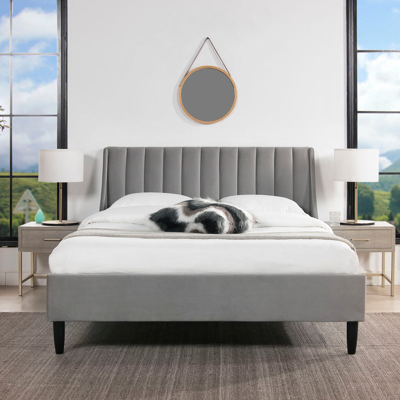 Aspen - Juego de cama de plataforma moderno con cabecero capitoné vertical