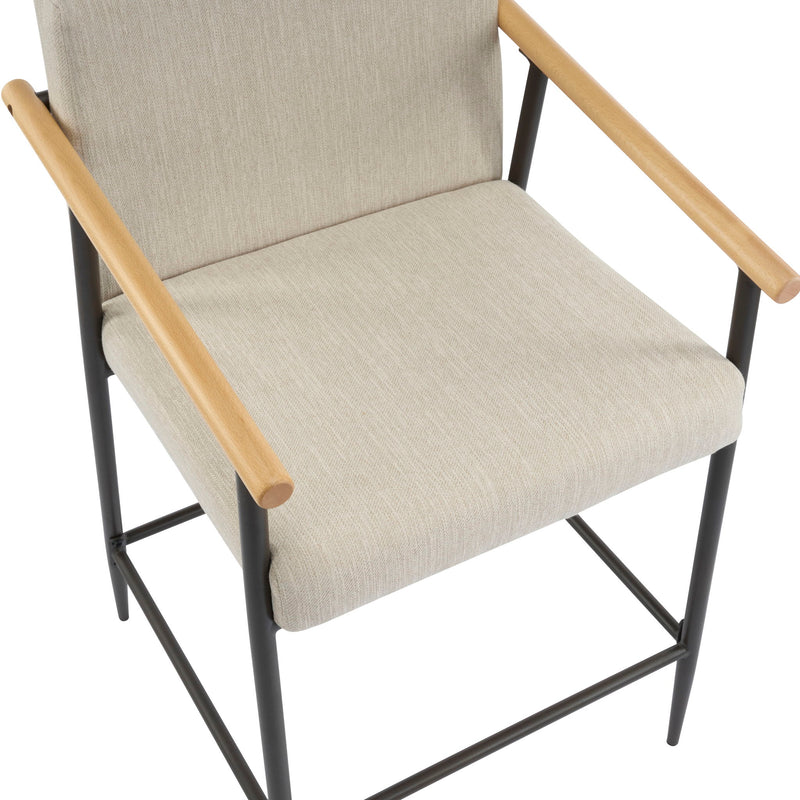 Counter Stool Set With Iron Frame - Espresso / Beige