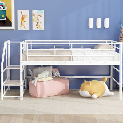 Loft Bed With Storage Stairs And Metal Frame