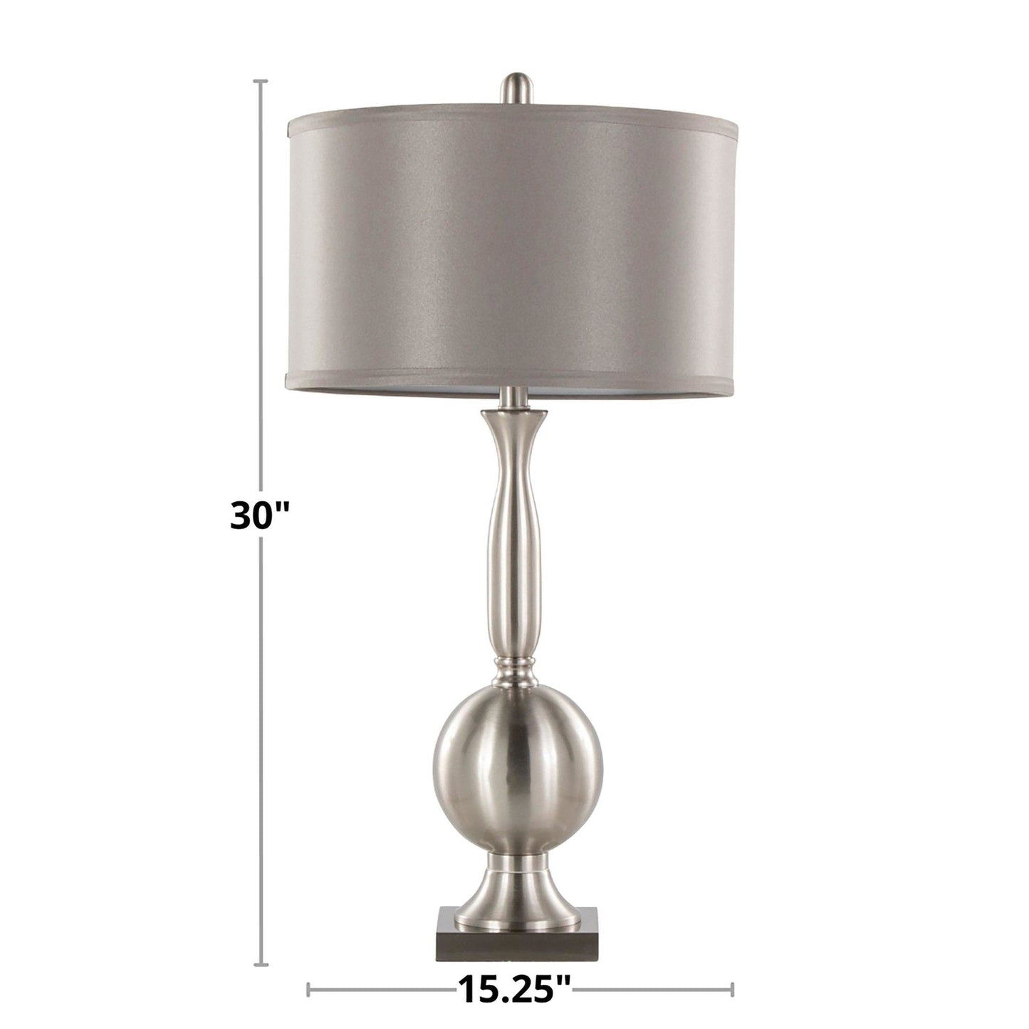 Joan - Contemporary Table Lamp (Set of 2) - Nickel / Gray Satin