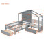 House Bed With Upholstered Sofa, Wireless Charging Station, Shelves And 2 Drawers