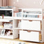 Low Loft Bed With Rolling Desk, Shelf And Drawers