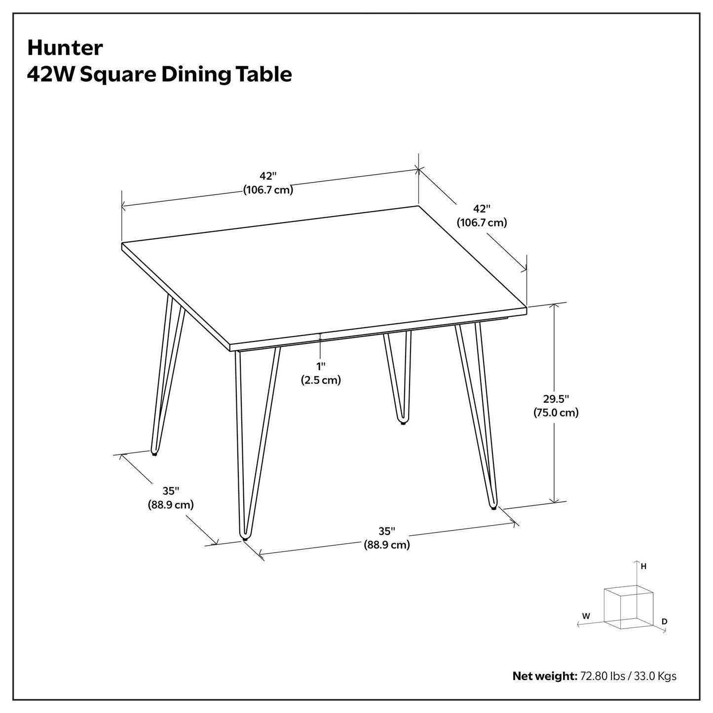 Hunter - Square Tabletop Dining Table