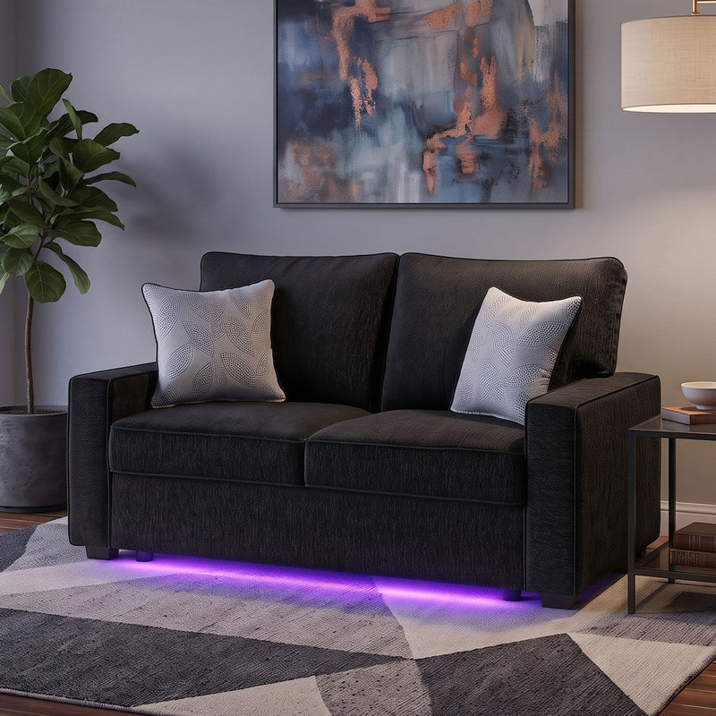 Rita - Loveseat, LED Base Lighting, Cushions And 2 Accent Pillows