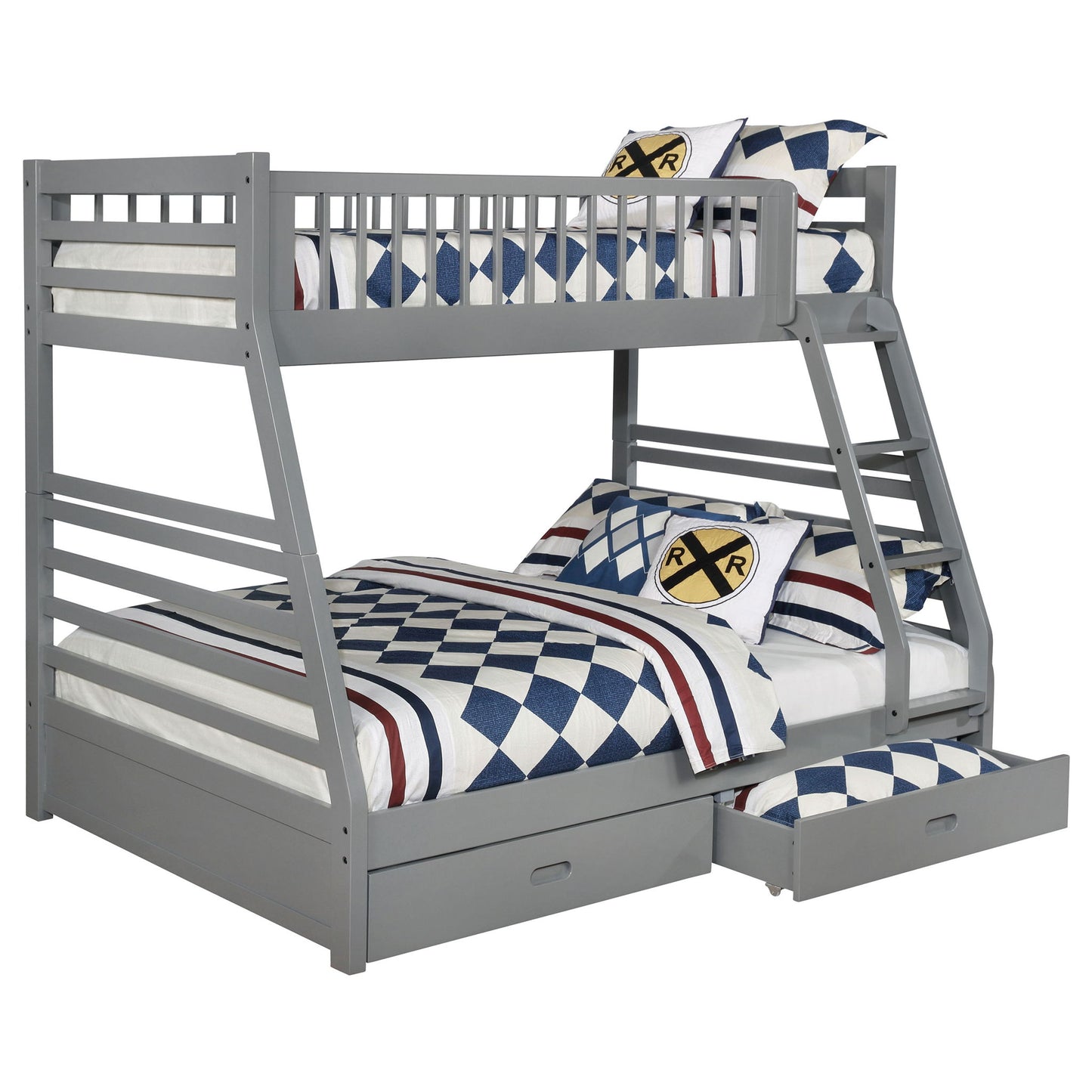 Keira - 2 Drawer Twin Over Full Bunk Bed - Gray