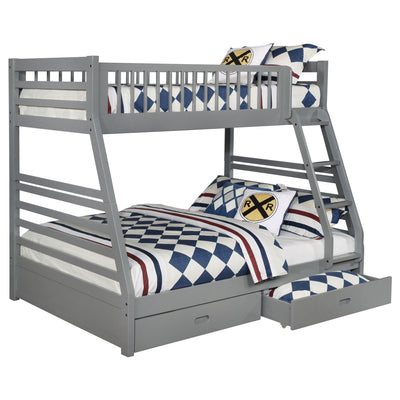 Keira - 2 Drawer Twin Over Full Bunk Bed - Gray
