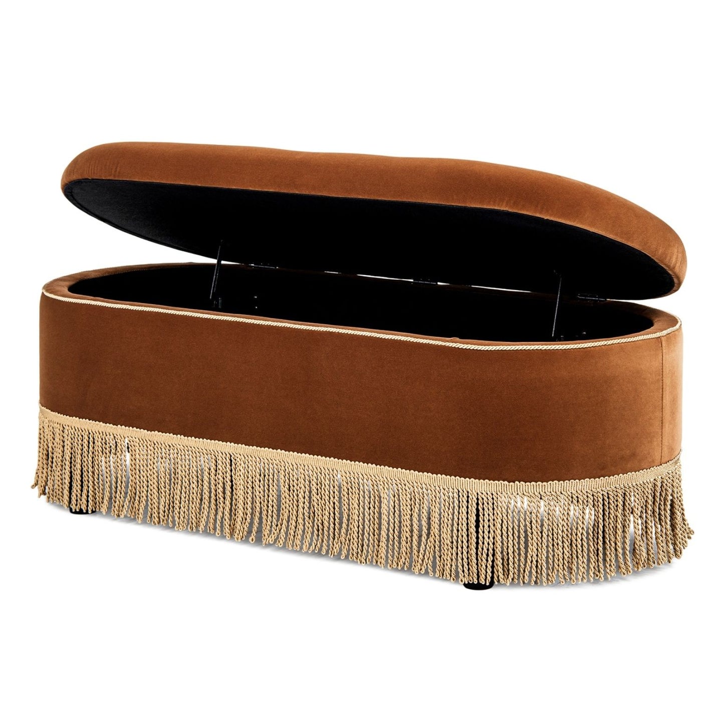 Melinda - Oval Tufted Bullion Fringe Storage Bench