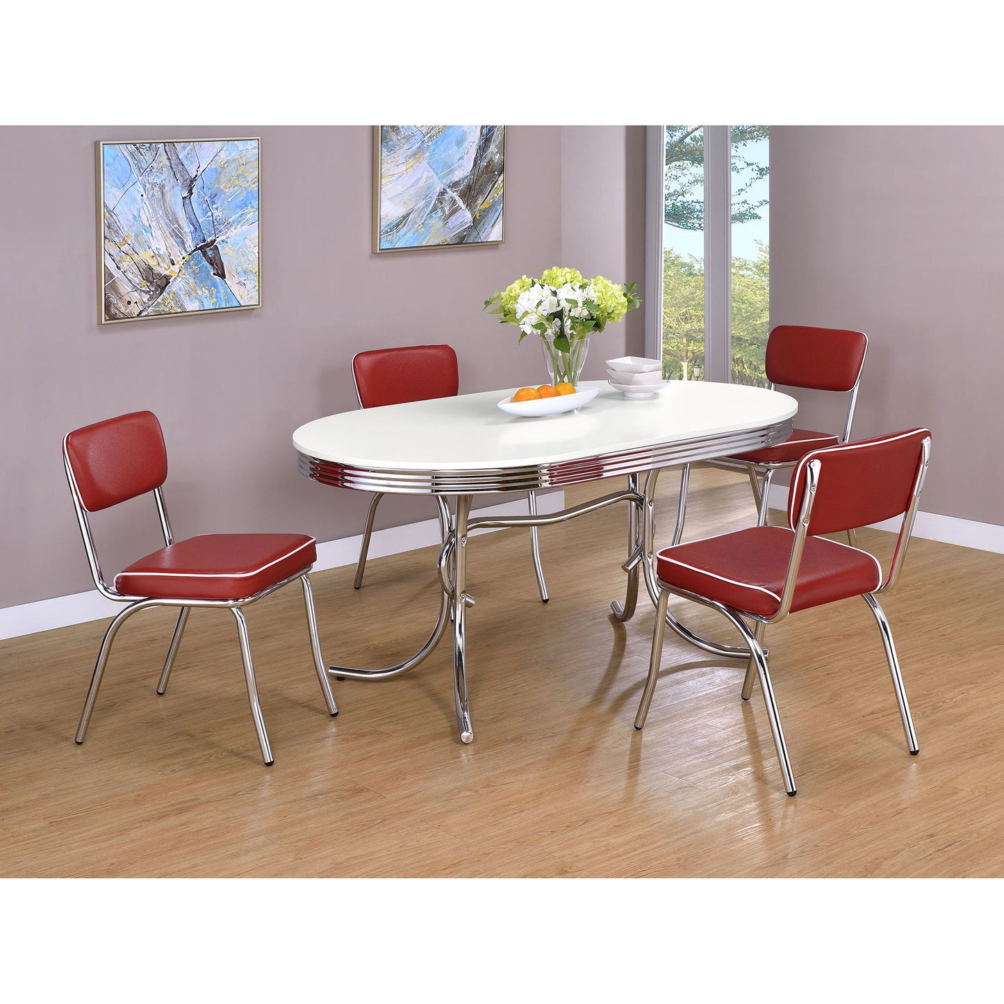 Oval Dining Table - White - Metal