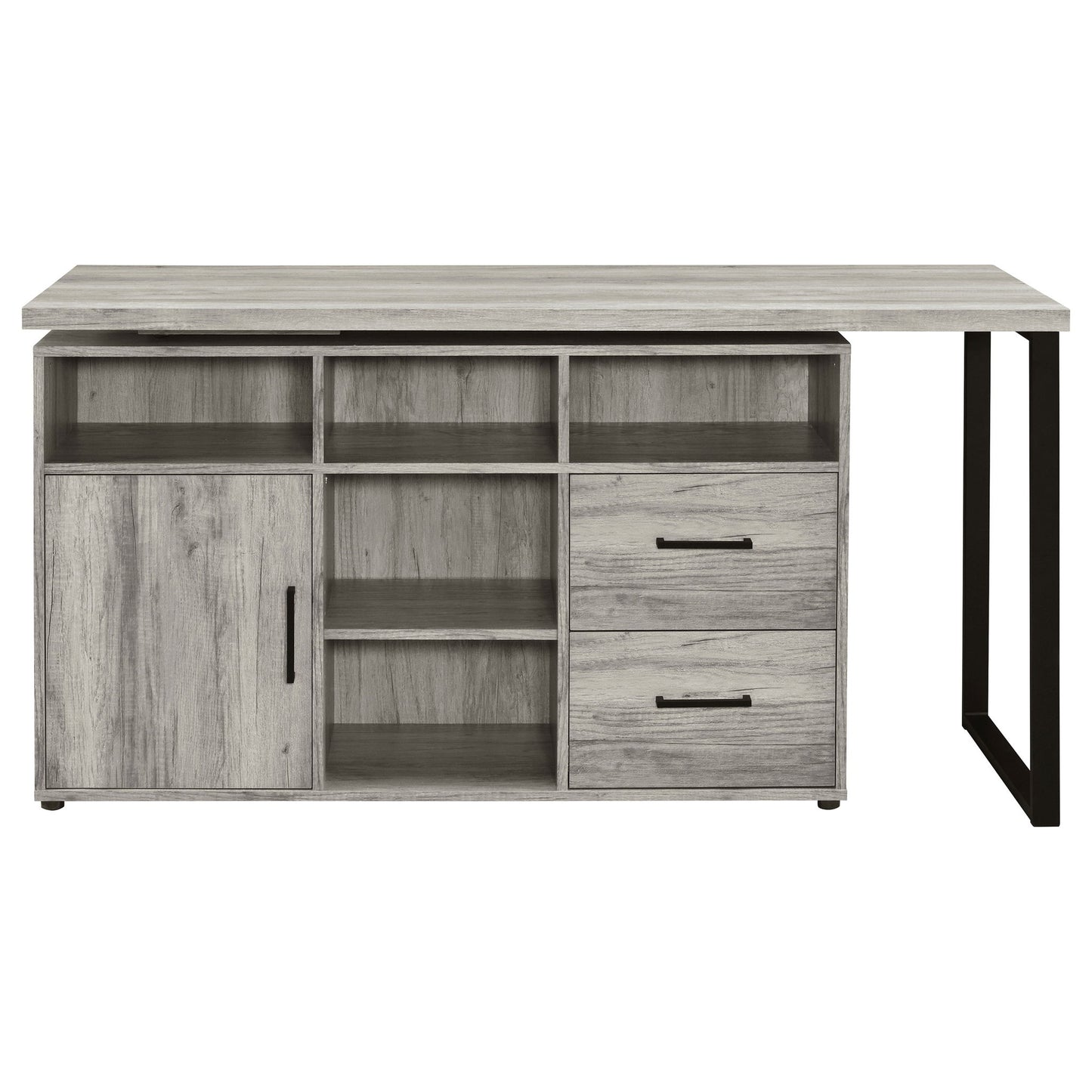 Corrado - L-Shape Office Desk With Storage - Gray