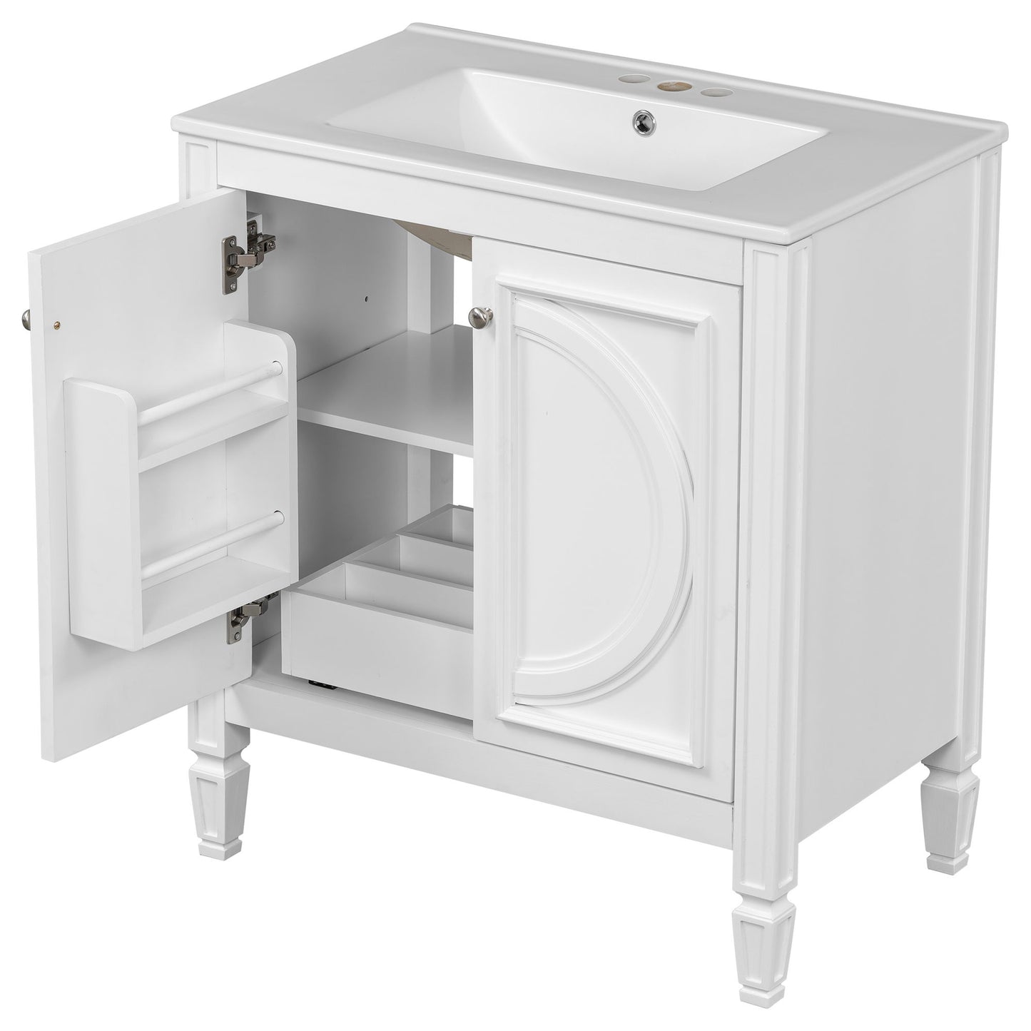 Double Sink Bathroom Vanity Set With Wall Mount Mirror Cabinet