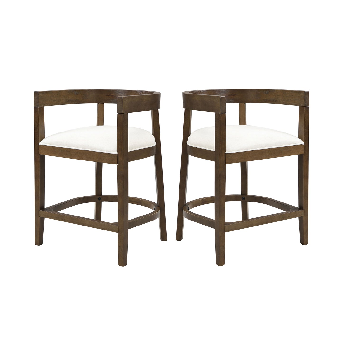 Modern Rubberwood Counter Stool Set With Upholstered Seats