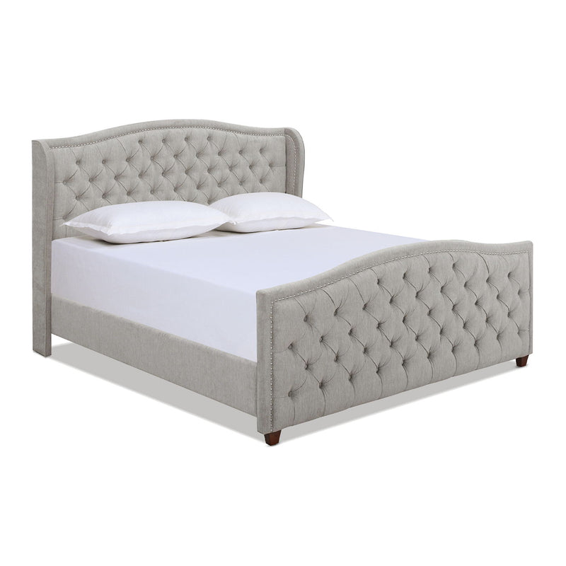 Marcella - King Upholstered Shelter Headboard Bed Set - Silver Gray