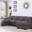 Tatman - Linen Blend Sectional With 2 Ottomans - Dark Gray
