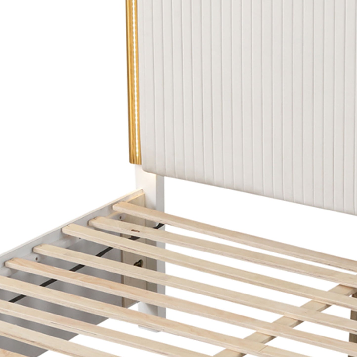 Obsession - Queen Size Bed With LED Headboard And Footboard Storage Drawer - White