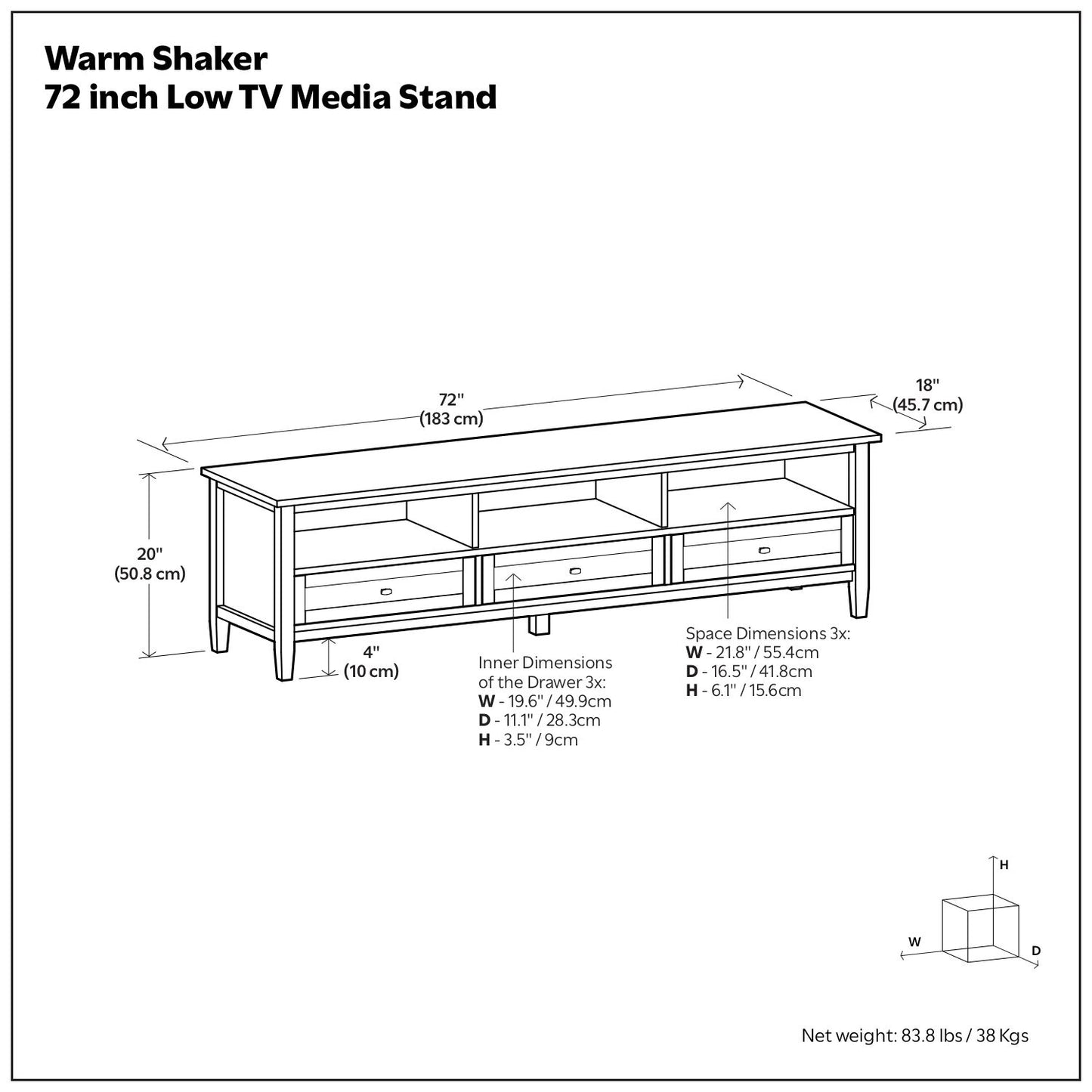 Warm Shaker - Handcrafted Low TV Media Stand