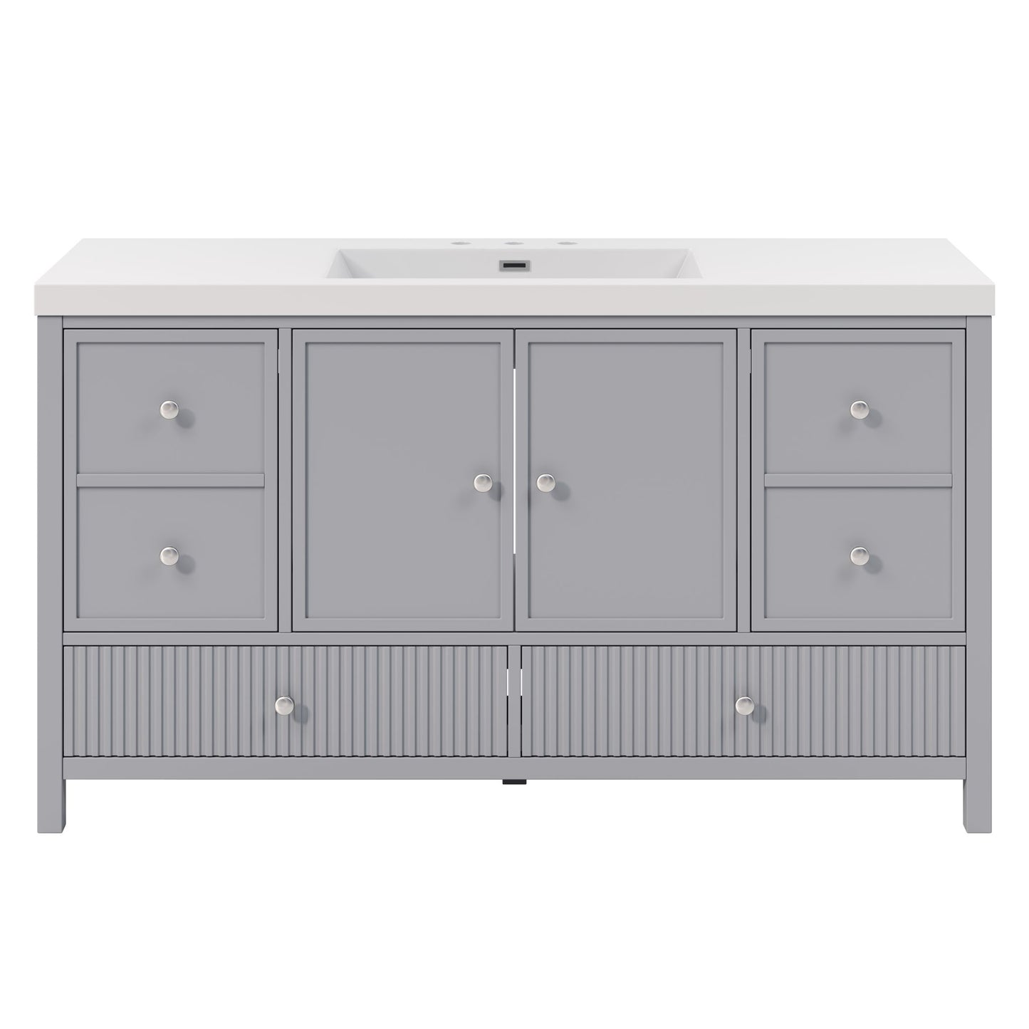 Bathroom Vanity With Separate Sink, Soft Close Doors And 4 Drawers