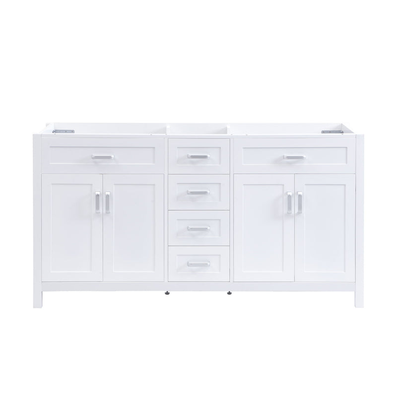 Bathroom Vanity Cabinet Only, Soft Close Doors & Drawers, 4 Drawers & 2 Double Door Cabinets - White