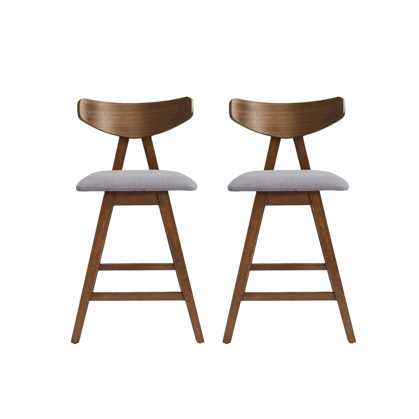 Mid Century Modern Counter Stool With V Shape Frame And Upholstered Seating