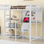 Metal Loft Bed With Desk, 3 Shelves And Ladder