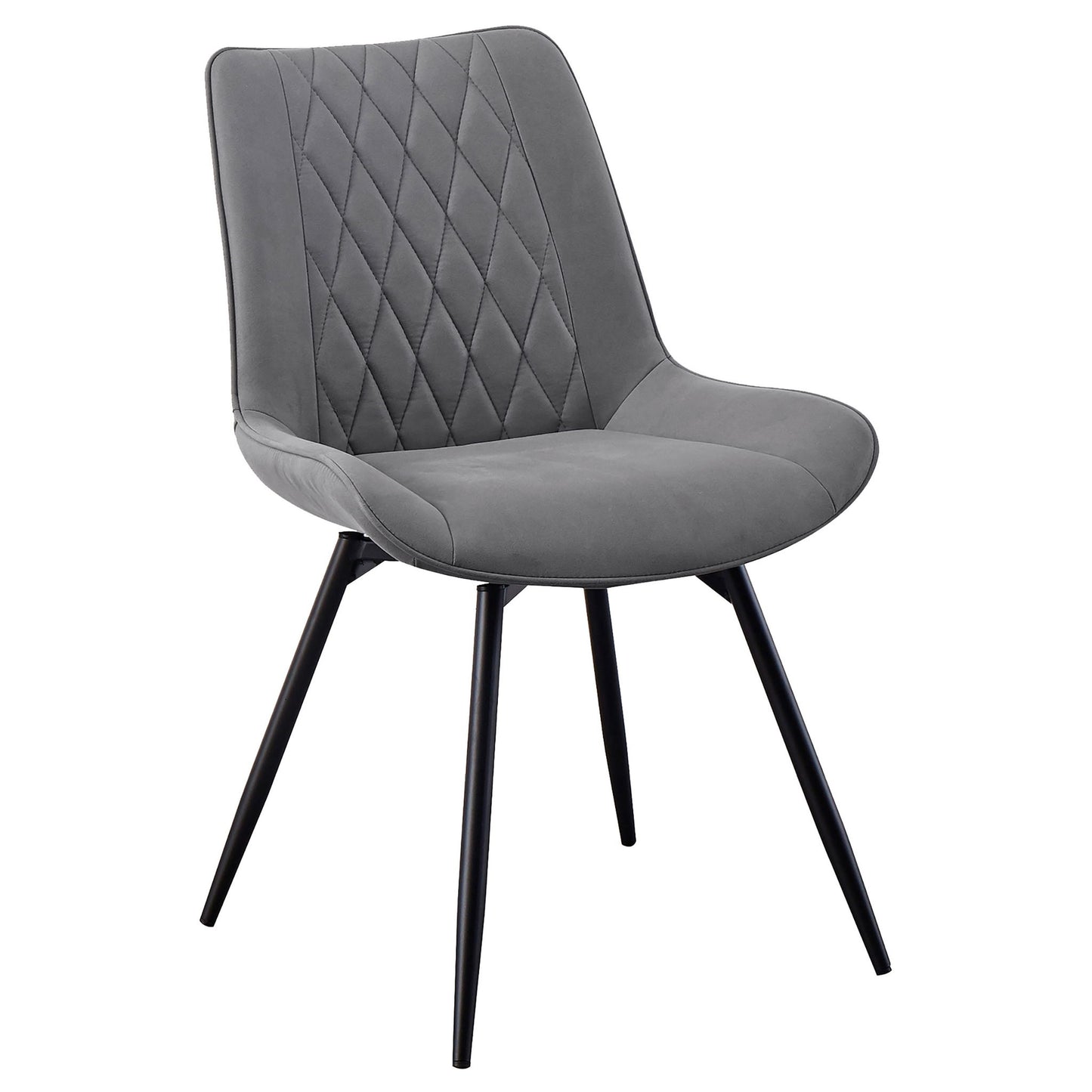 Vellux - 5 Piece Round Dining Table Set With Concrete Top Upholstered Chairs - Gunmetal