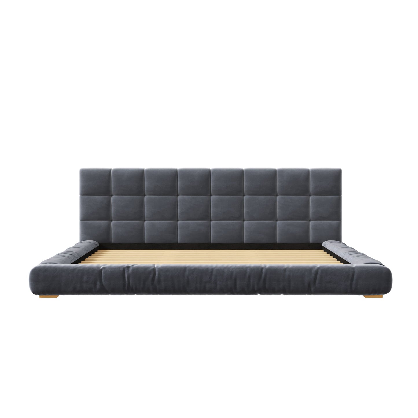 Upholstered Platform Bed Frame With Tufted Headboard