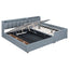 Upholstered Mother & Child Bed With Hydraulic Storage System, Drawer Box, Bedhead Storage Shelf And 2 Pairs Of Sockets & USB Ports
