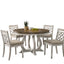 Havanna - 5 Piece Wide Round Dining Table With Off White Chairs (Set of 5) - Vintage Walnut