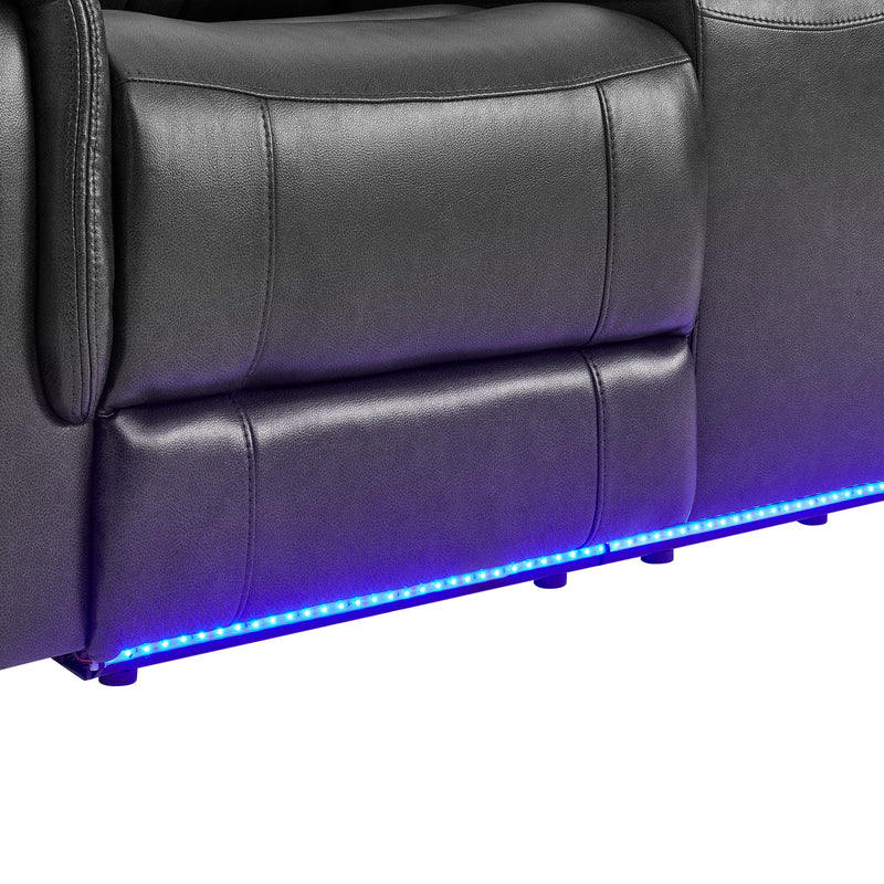 Ian - Power Reclining Sofa With LED & Global Surround System - Charcoal