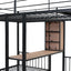 Triple Bunk Bed With Drawers, Multi-Functional Frame With Desks And Shelves In The Middle