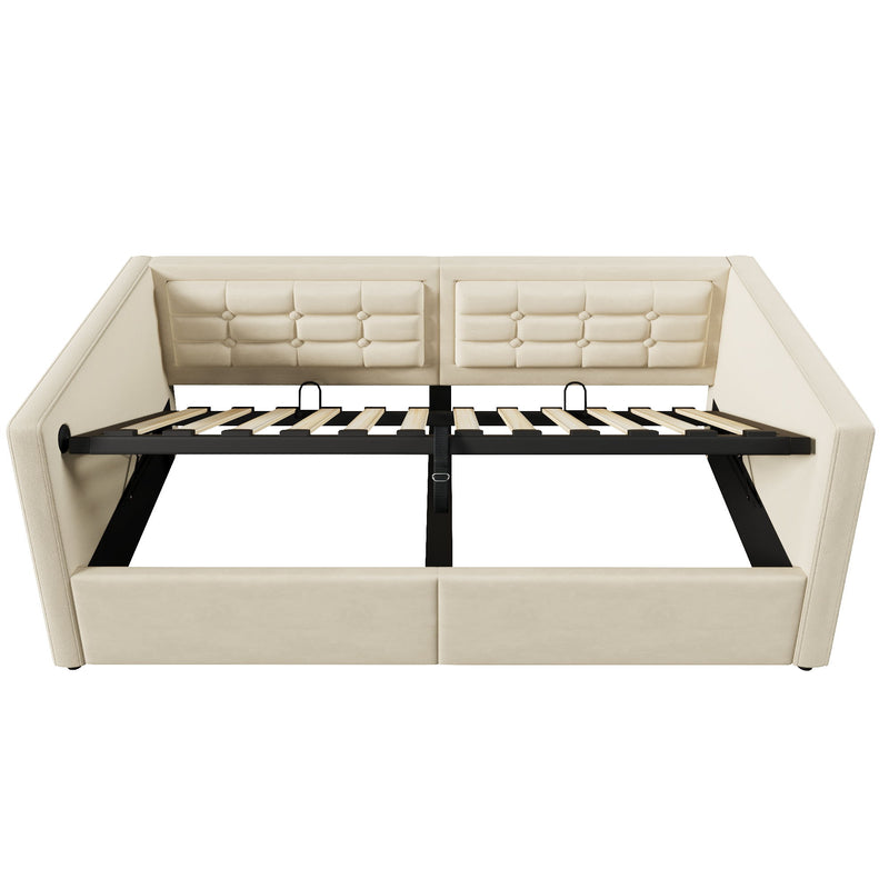 Upholstered Daybed With Hydraulic Storage And USB / Type - C Charging
