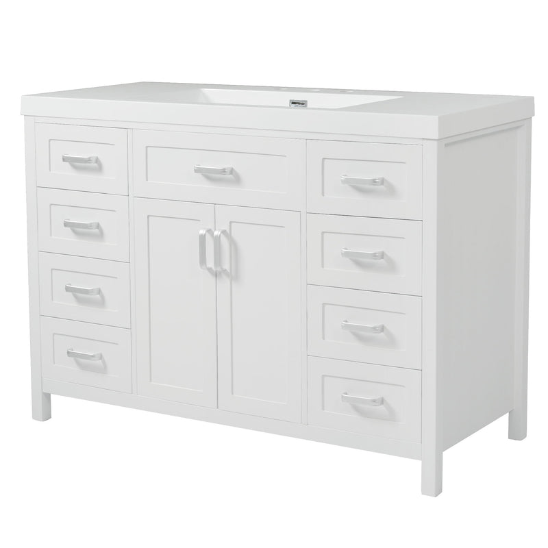 Bathroom Vanity With Sink, 2 Doors 8 Drawers, Soft Close System, Classic Design