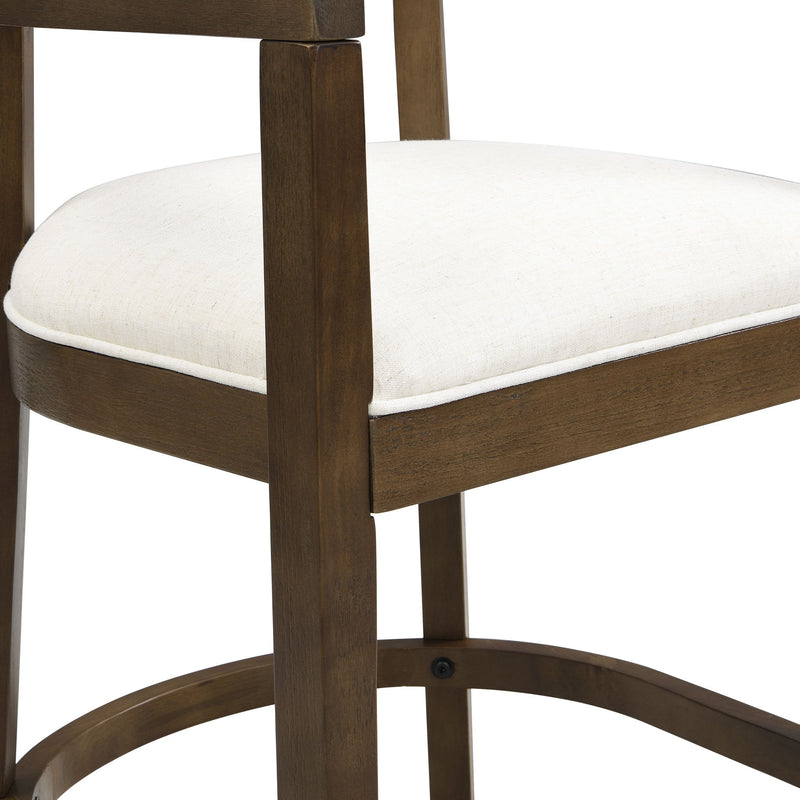 Modern Rubberwood Counter Stool Set With Upholstered Seats