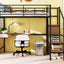 Loft Bed With Desk And Grid, Stylish Frame With Lateral Storage Ladder And Wardrobe