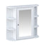Bathroom Wall Storage Cabinet With Mirror And Adjustable Shelf, 6 Open Shelves
