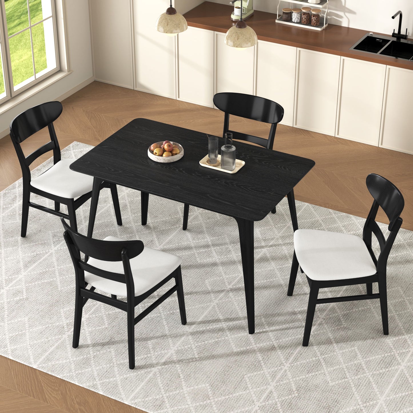 5 Piece Dining Set With Table And 4 Upholstered Chairs