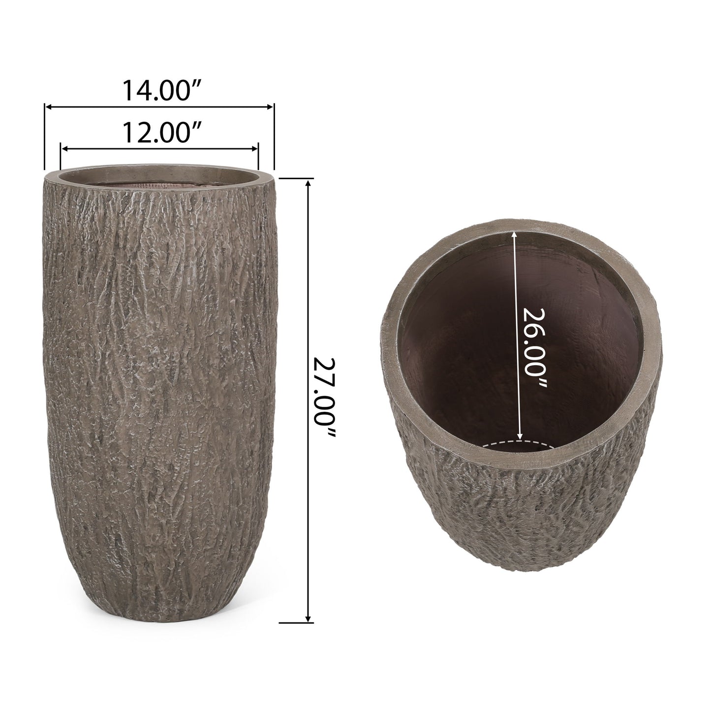 Magnesium Oxide Planter For Outdoor Use - Natural Wood