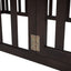 Twin Size Floor Bed Frame With Fence And Door - Walnut