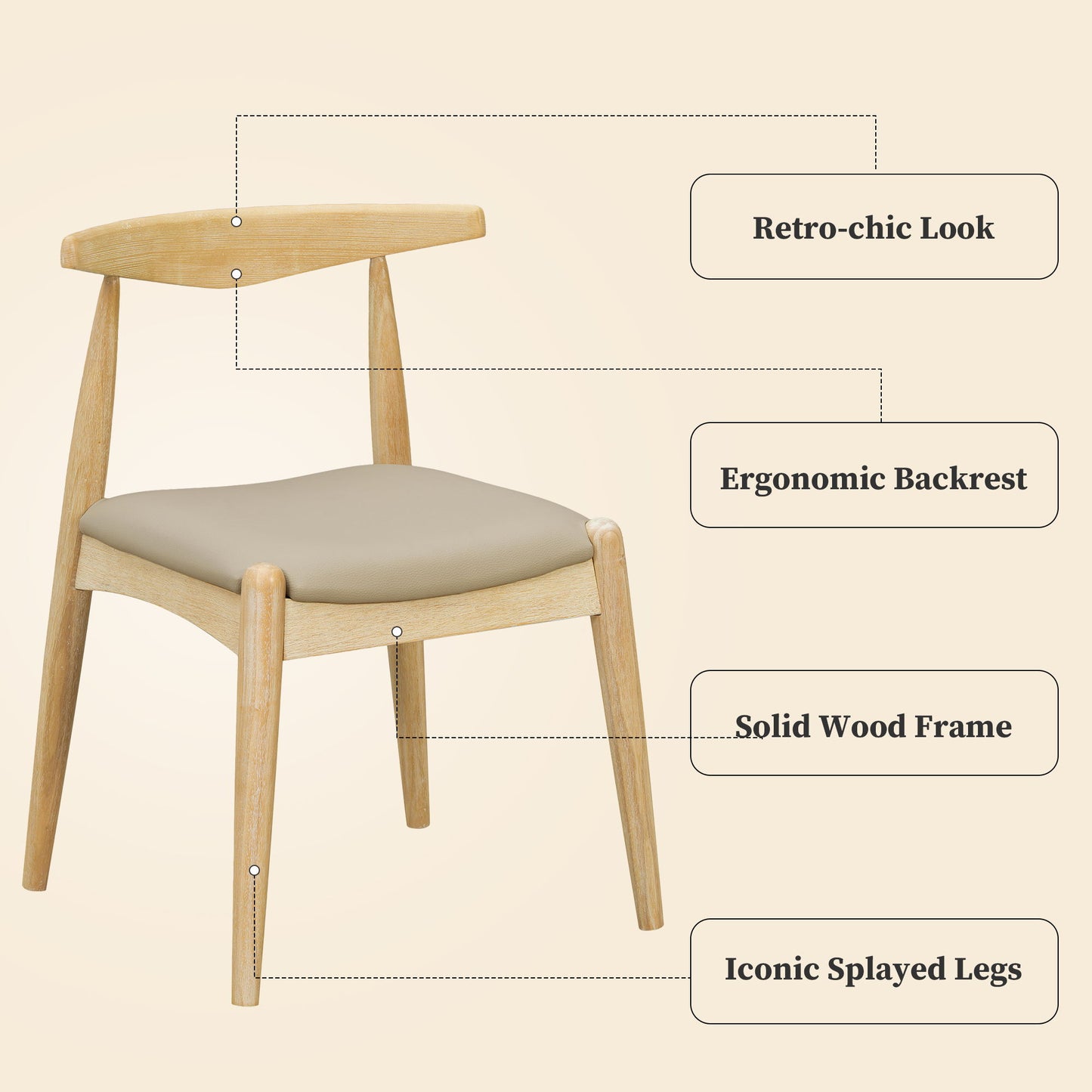 Dining Chairs With Ergonomic Backrest (Set of 2)