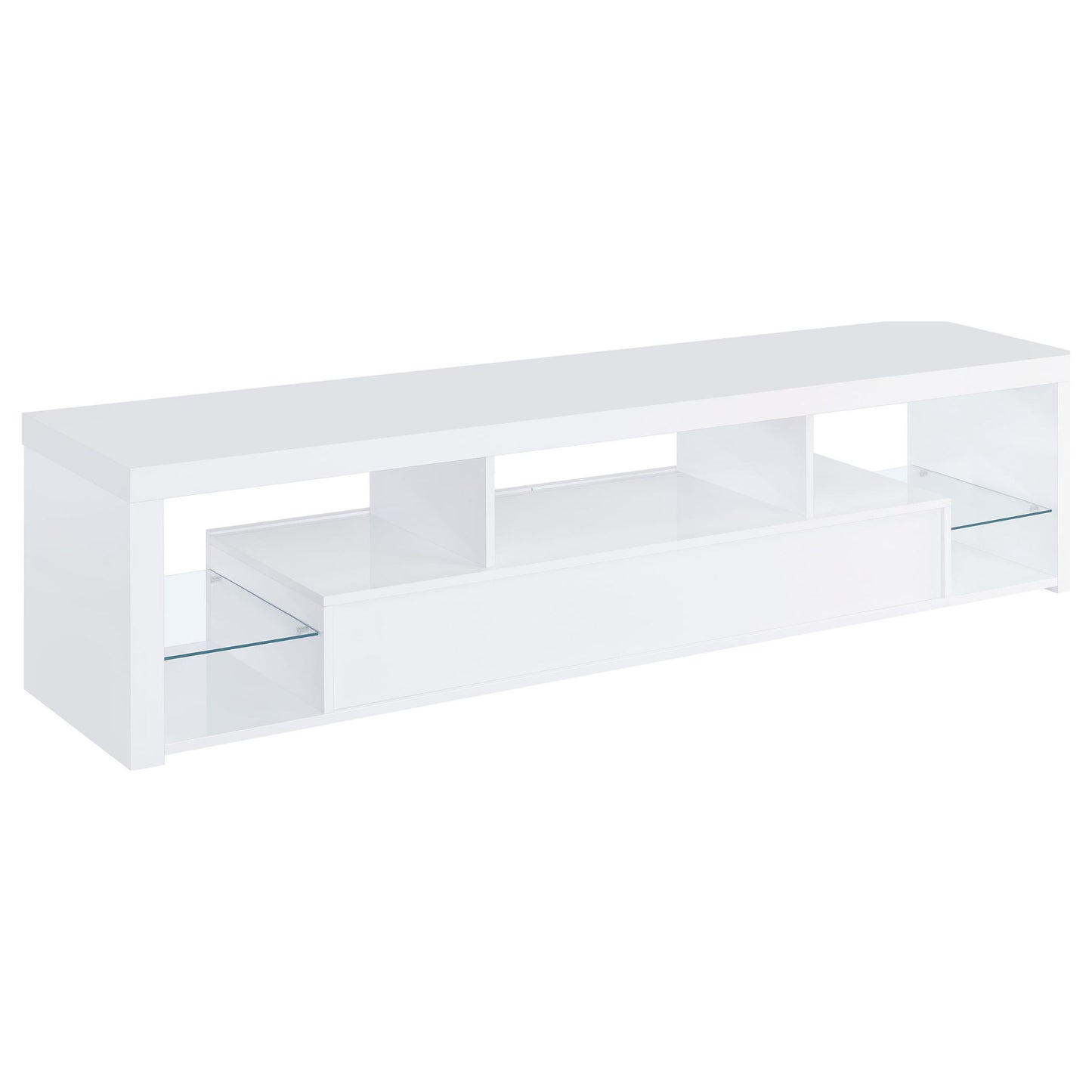 Lance - 3 Piece TV Entertainment Center With Shelves - Gloss White
