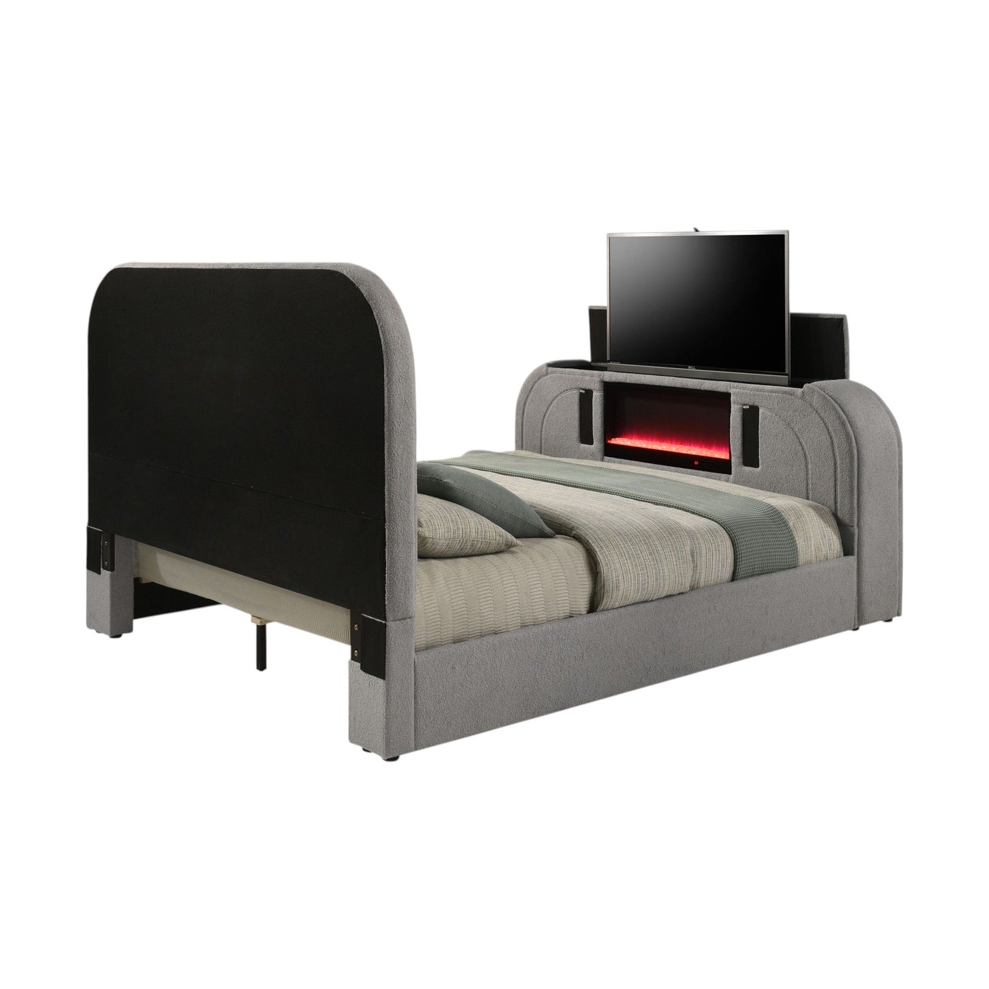 Shelyn - Bed With LED, TV Stand, Fireplace & Bluetooth