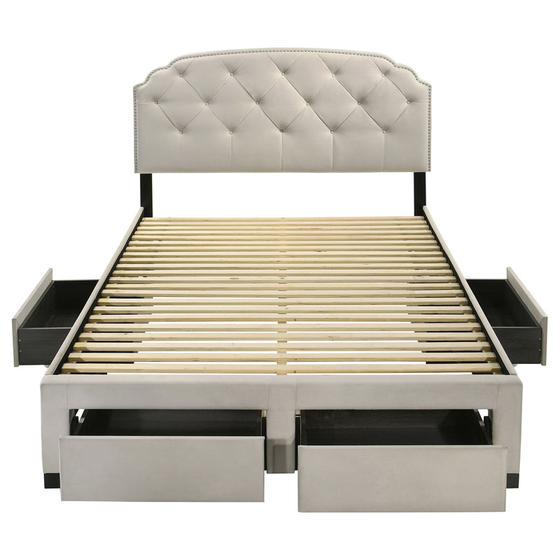 4 Drawer Upholstered Storage Bed With Button Tufting