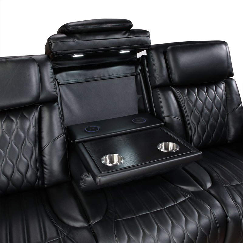 Electra - Power Reclining Sofa With Power Headrests, Drop Down Table, Reading Light, Massage, LED Lighting And USB Control